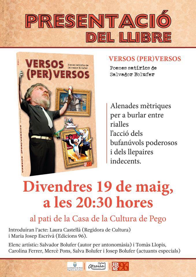Presentació de ‘Versos (per)versos’ del trobador pegolí Salvador Bolufer
