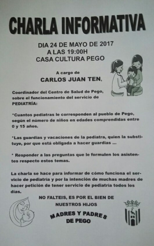 Xerrada informativa sobre el funcionament del servei de Pediatria del Centre de Salut de Pego