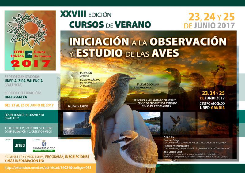 Pego col·labora en el curs d’estiu de la UNED d’iniciació a l’observació i estudi de les aus
