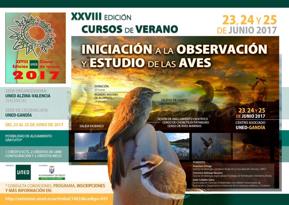 Pego col·labora en el curs d’estiu de la UNED d’iniciació a l’observació i estudi de les aus