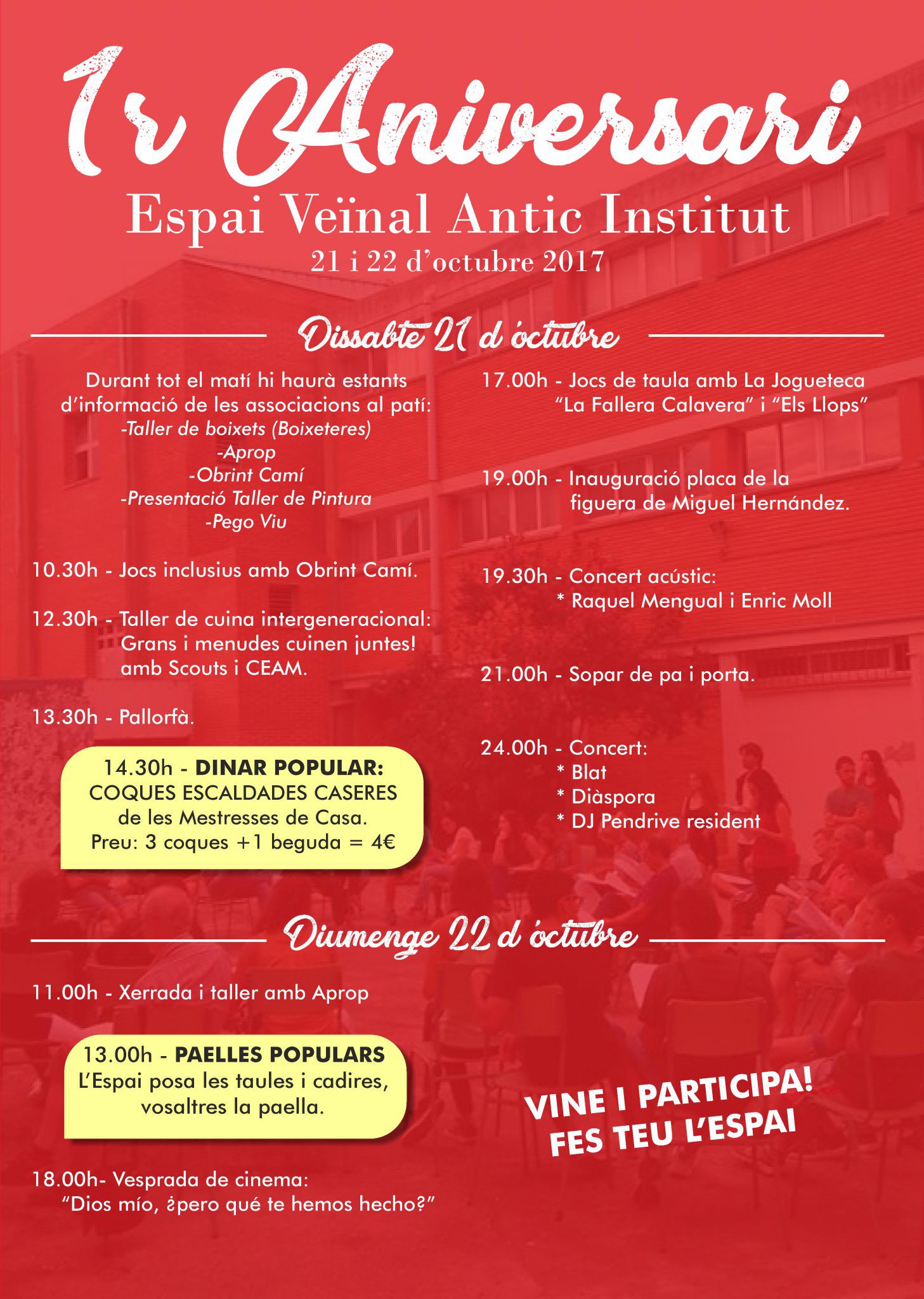 L’Espai Veïnal Antic Institut celebra el seu primer aniversari