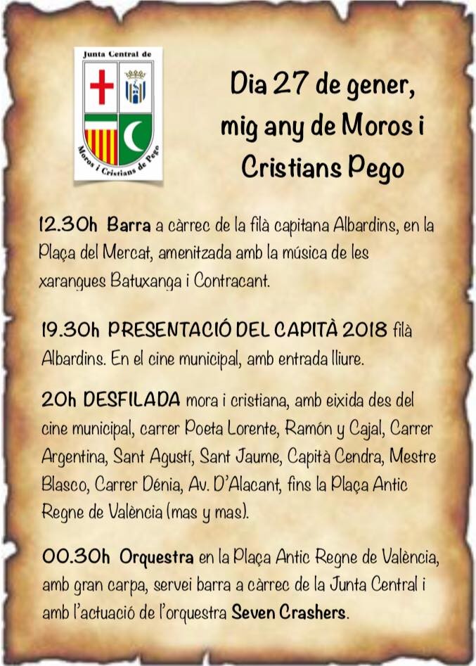 Mig any de Moros i Cristians i presentació del Capità de 2018 Mig any de Moros i Cristians i presentació del Capità de 2018