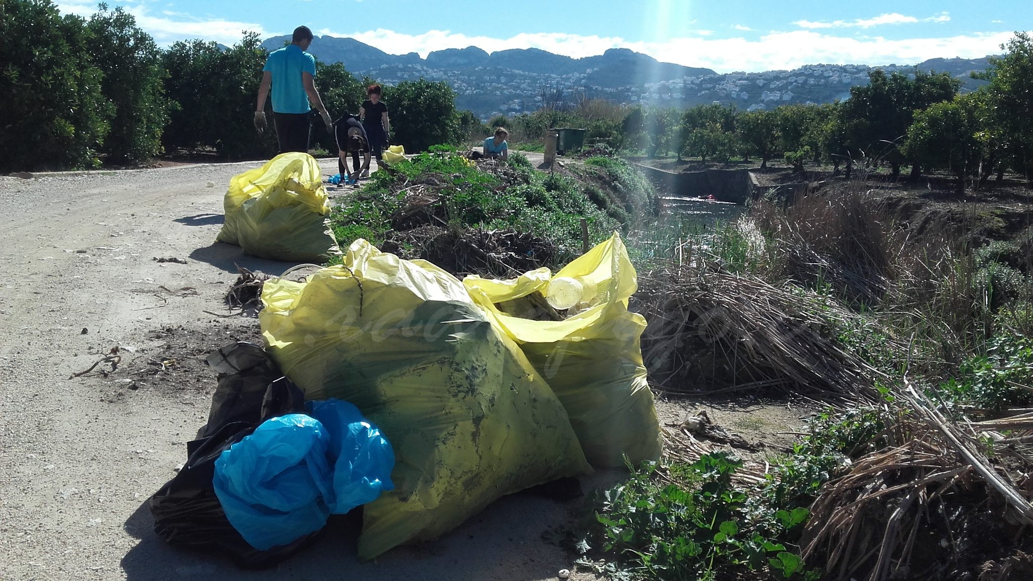 El plàstic domina la jornada de voluntariat de Pego Viu dedicada a netejar el naixement del riu Racons