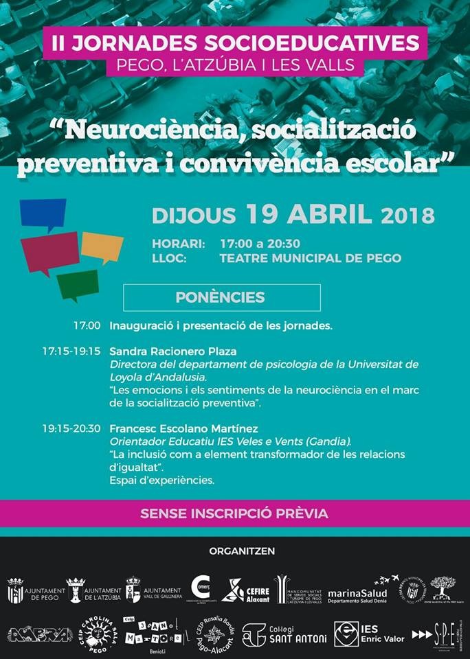 La comunitat educativa de Pego, l’Atzúbia i les Valls ja té a punt les II Jornades Socioeducatives de Pego, l’Atzúbia i les Valls