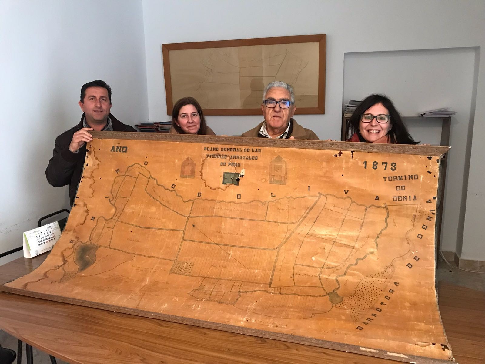 La Comunitat de Regants dóna a l’Ajuntament de Pego un mapa de les terres arrosseres que data de 1873