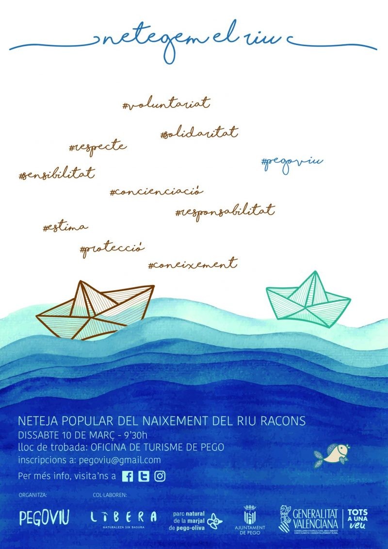 La neteja del naixement del riu Racons, pròxima jornada de voluntariat de Pego Viu