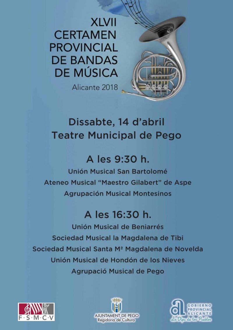 Pego acull el Certamen Provincial de bandes, un dels actes més prestigiosos de la música de banda