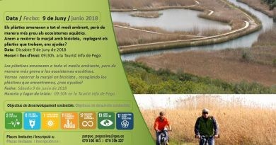 El PN de La Marjal de Pego-Oliva celebra el Dia mundial del Medi Ambient amb una passejada amb bici per a eliminar plàstics