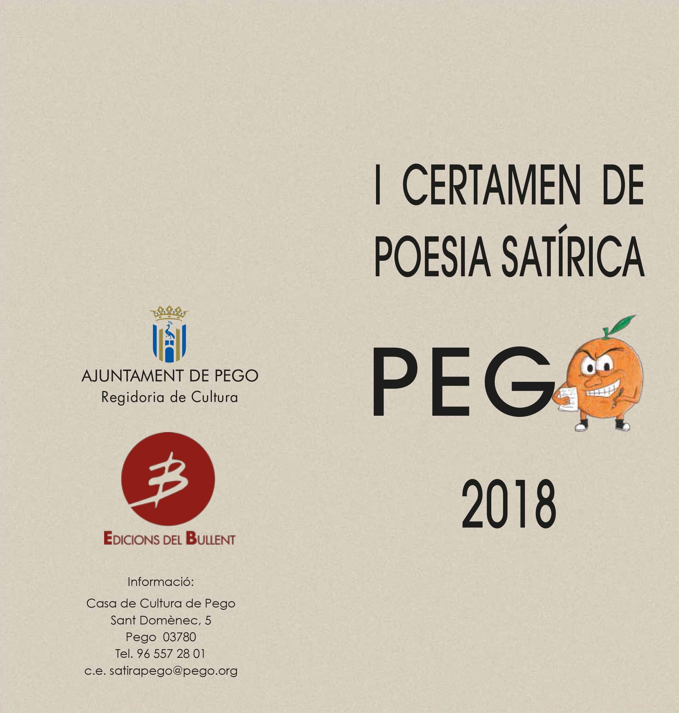 La regidoria de Cultura de l’Ajuntament de Pego convoca el I Certamen de Poesia Satírica