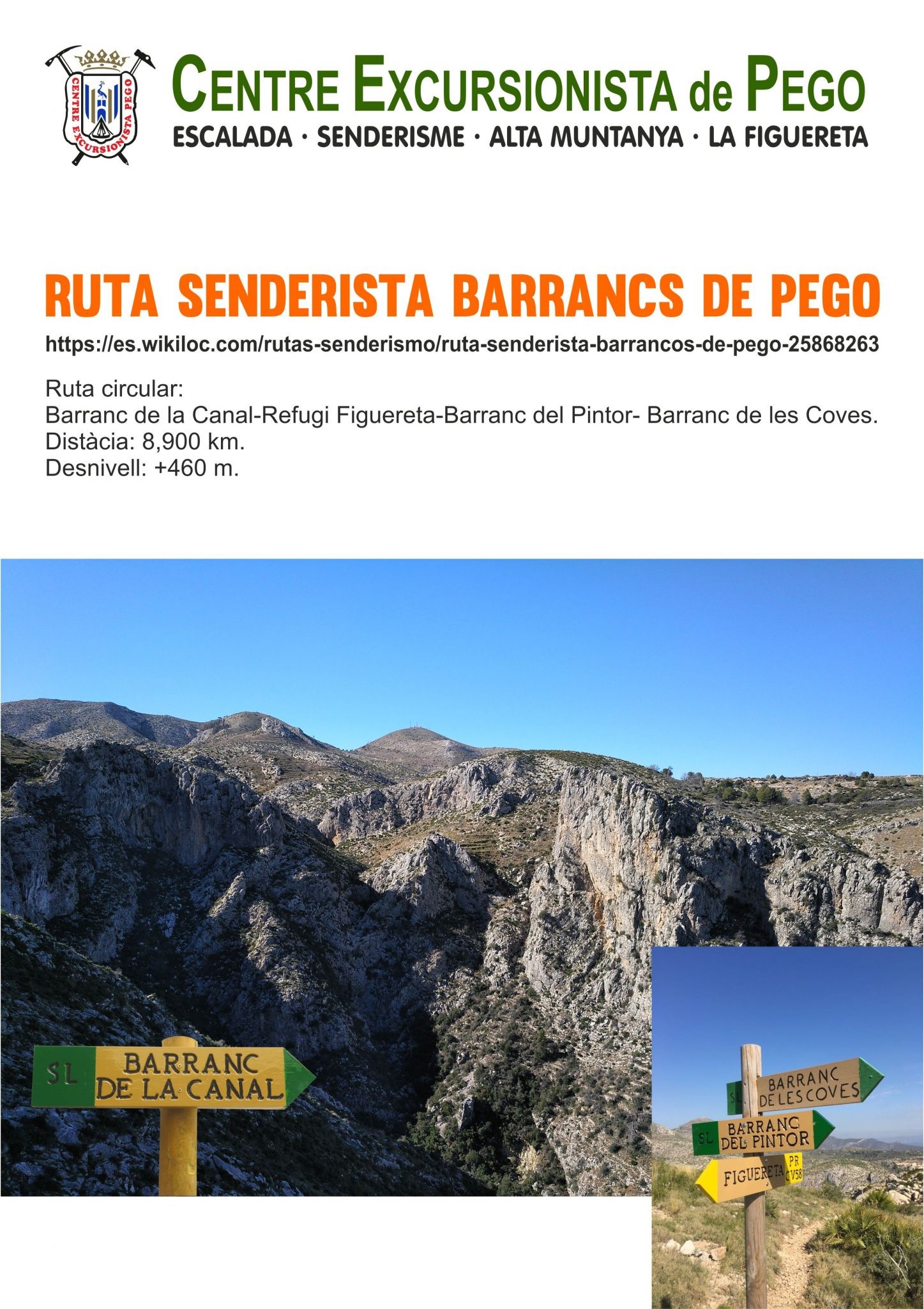 El Centre Excursionista de Pego dissenya una nova ruta senderista circular, la Ruta dels Barrancs de Pego