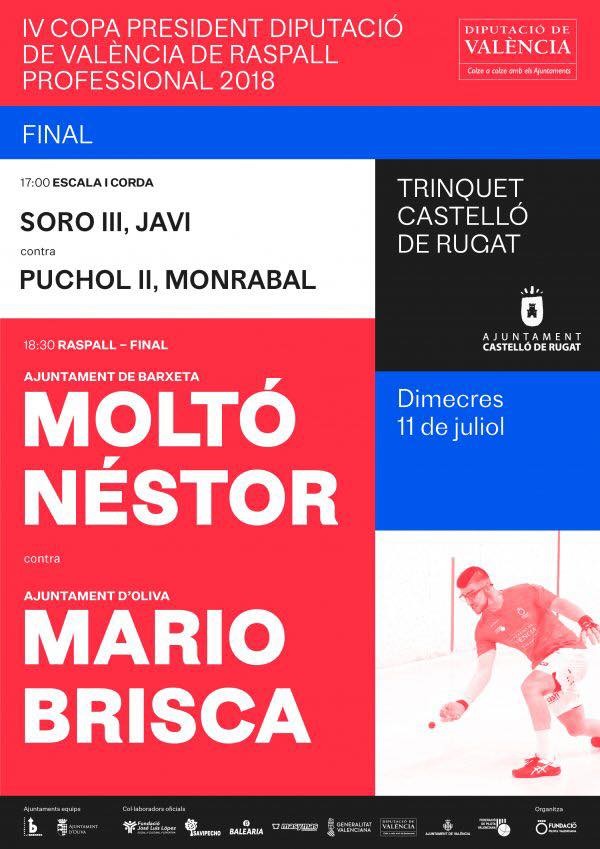 El pilotari pegolí Néstor Portes disputa hui la final de raspall de la Copa Diputació de València