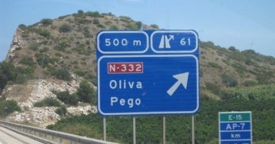 Obres Públiques i Vertebració del Territori proposa una carretera d’enllaç entre AP-7 i N-332 al sud d’Oliva i una via parc entre Gata i Pedreguer