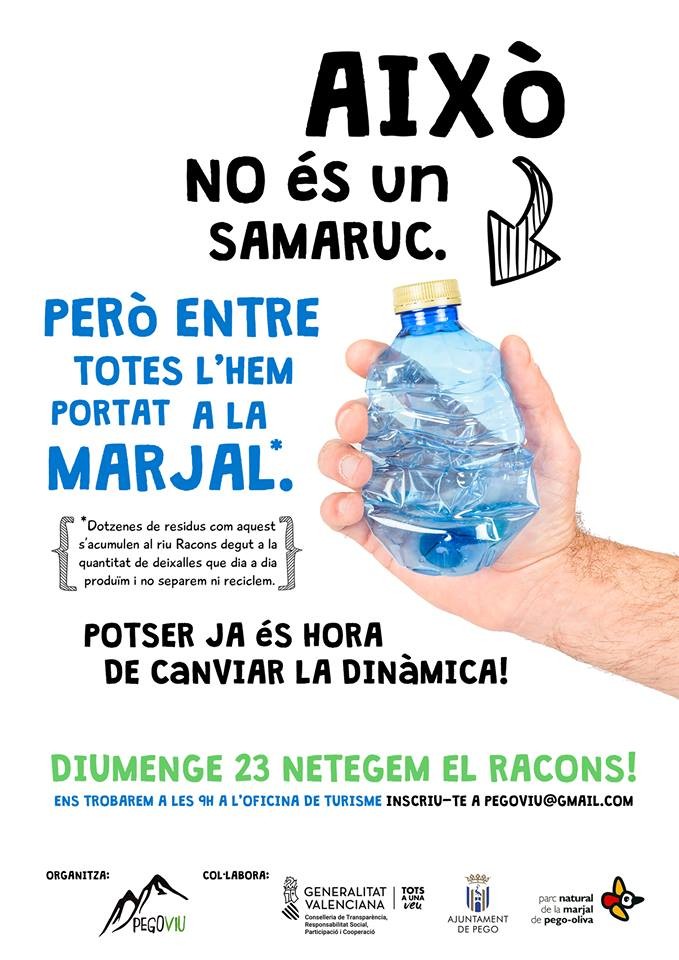 Neteja de plàstics al riu Racons per Pego Viu