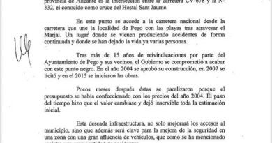 El PP proposa al Senat una moció per exigir al Govern el finançament de la intersecció de la N-332 a Pego