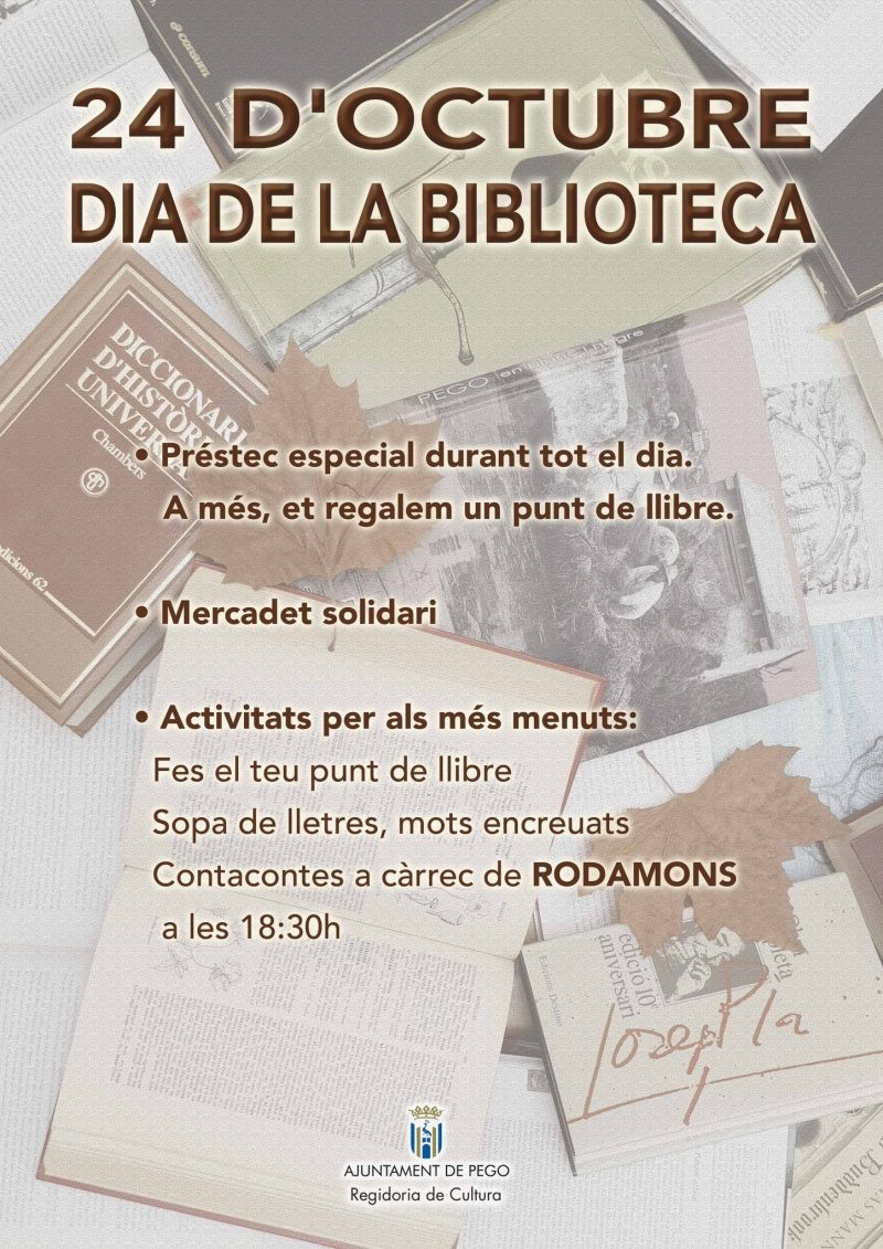 Pego celebra el Dia de la Biblioteca amb punts de llibre, contacontes i mercadet solidari