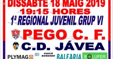 El Pego juvenil es juga demà el primer lloc amb el Jávea
