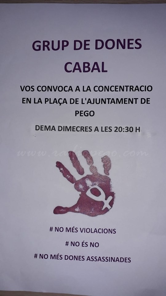 Dones Cabal ha convocat una concentració per a demà a la plaça de l’Ajuntament de Pego
