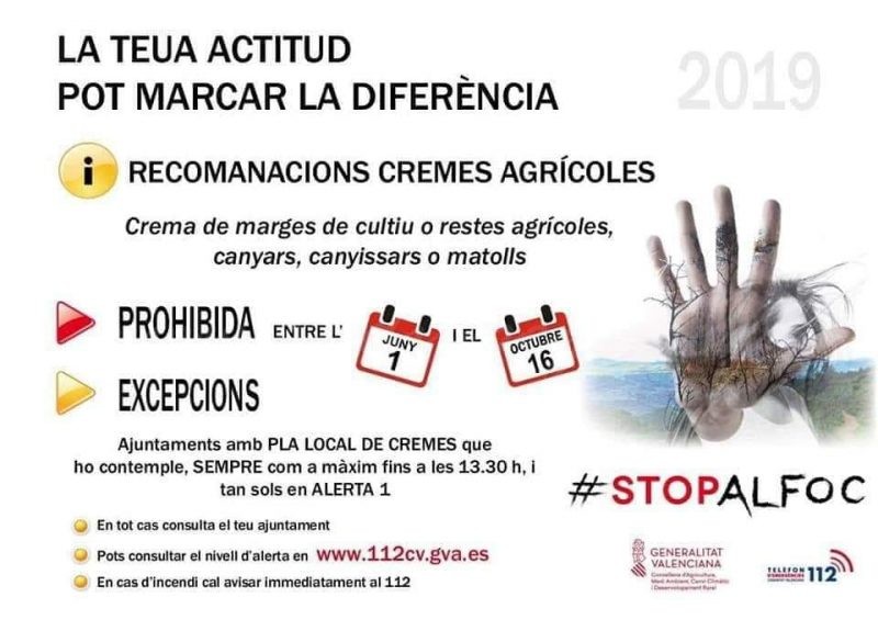 Ha començat la campanya Stop al foc amb prohibició de la crema de restes agrícoles