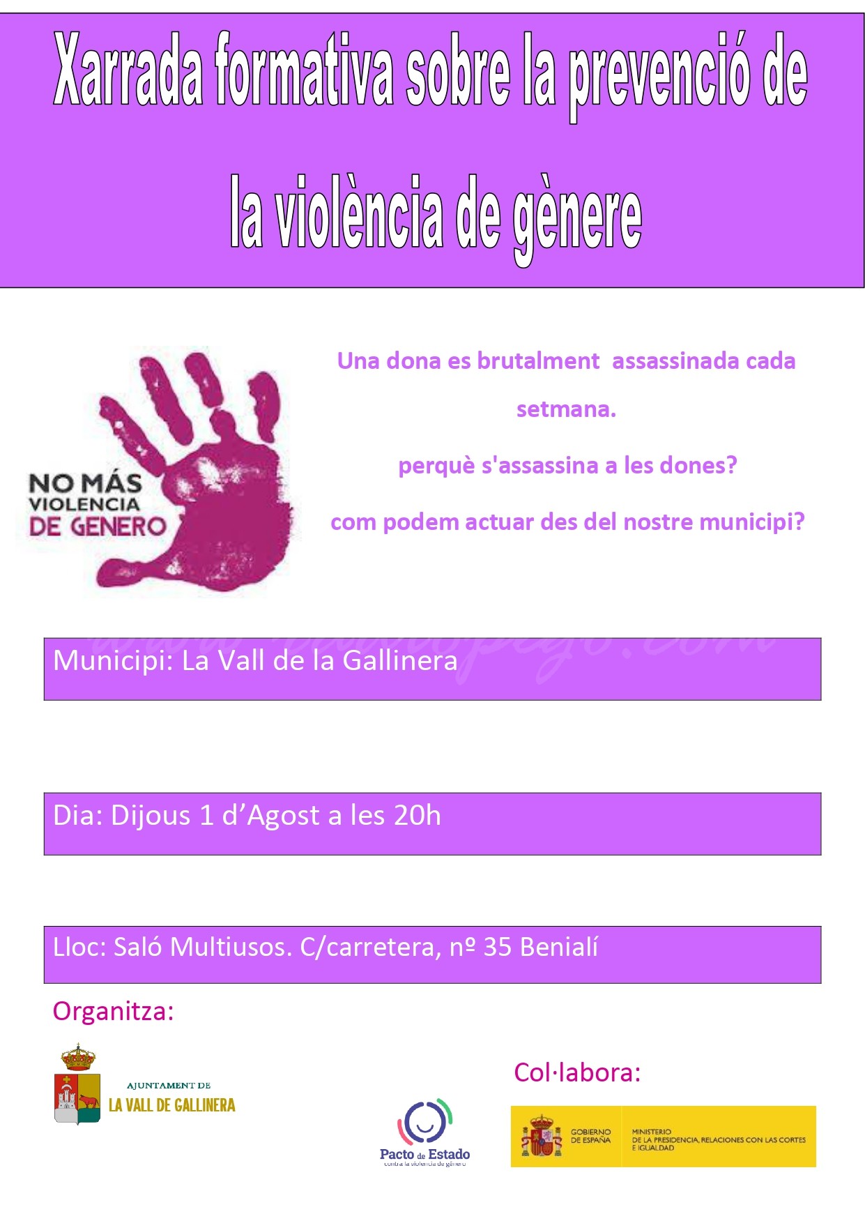 Xerrada formativa sobre la prevenció de la violència de gènere