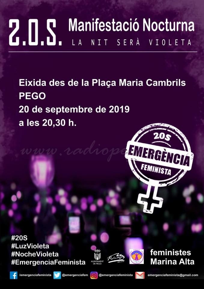 Dones Cabal celebrarà el 20 de setembre la Nit Violeta a Pego