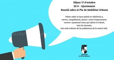 La Vall de Gallinera convoca una reunió sobre el Pla de Mobilitat Urbana