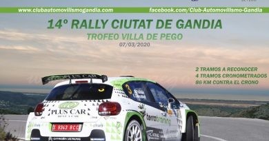 80 equips disputaran el XIV Ral·li Ciutat de Gandia Trofeu Vila de Pego