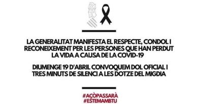 La Generalitat Valenciana declara demà 19 d’abril dia de dol per les víctimes de la COVID-19