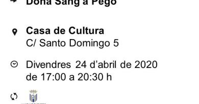 Divendres hi ha donació de sang a la Casa de Cultura de Pego