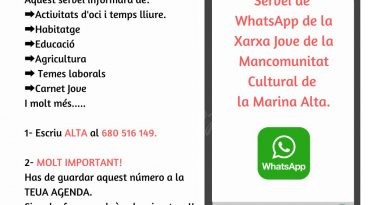 La Xarxa Jove Marina Alta llança un servei informatiu de WhatsApp