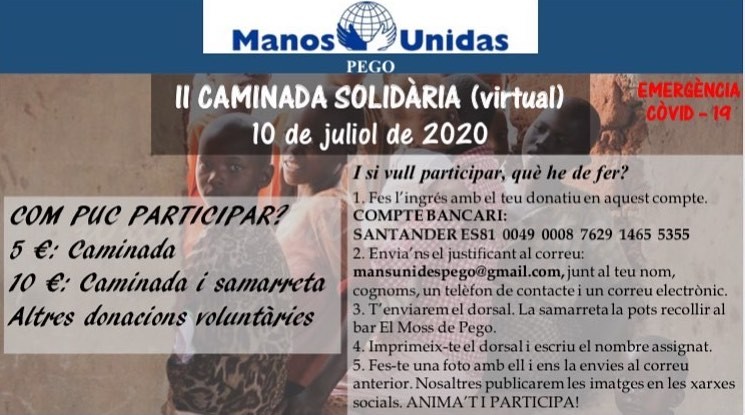 Mans Unides Pego organitza la II cursa solidària virtual