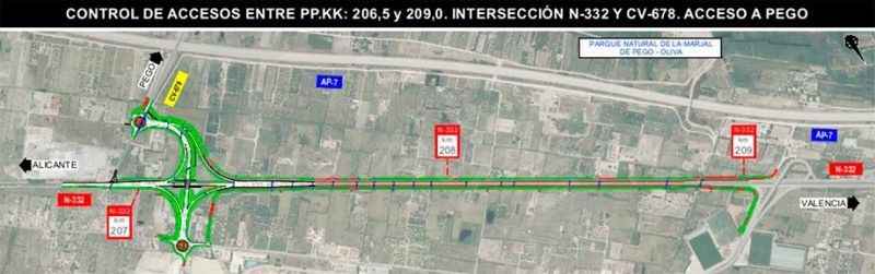El Ministeri de Transports aprova el projecte provisional de millora de l’accés a la CV-678 des de la N-332