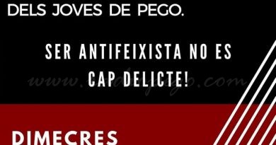 Acció Antifeixista convoca una concentració per a exigir l’absolució dels joves de Pego detinguts