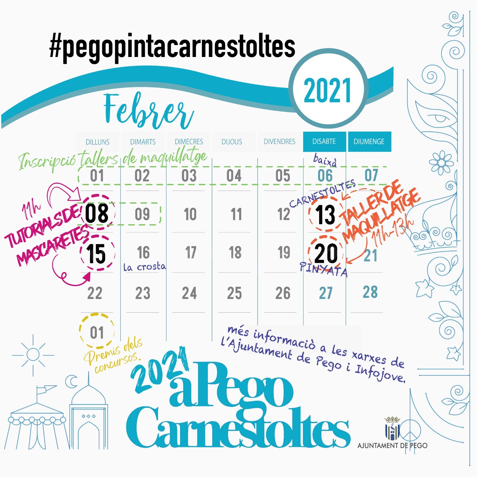 Demà finalitza la inscripció per als tallers virtuals de maquillatge de Carnestoltes i Pinyata Demà finalitza la inscripció per als tallers virtuals de maquillatge de Carnestoltes i Pinyata