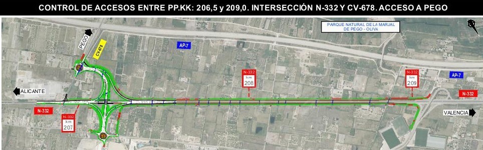 El Ministeri aprova el projecte del nou accés a Pego per la N-332