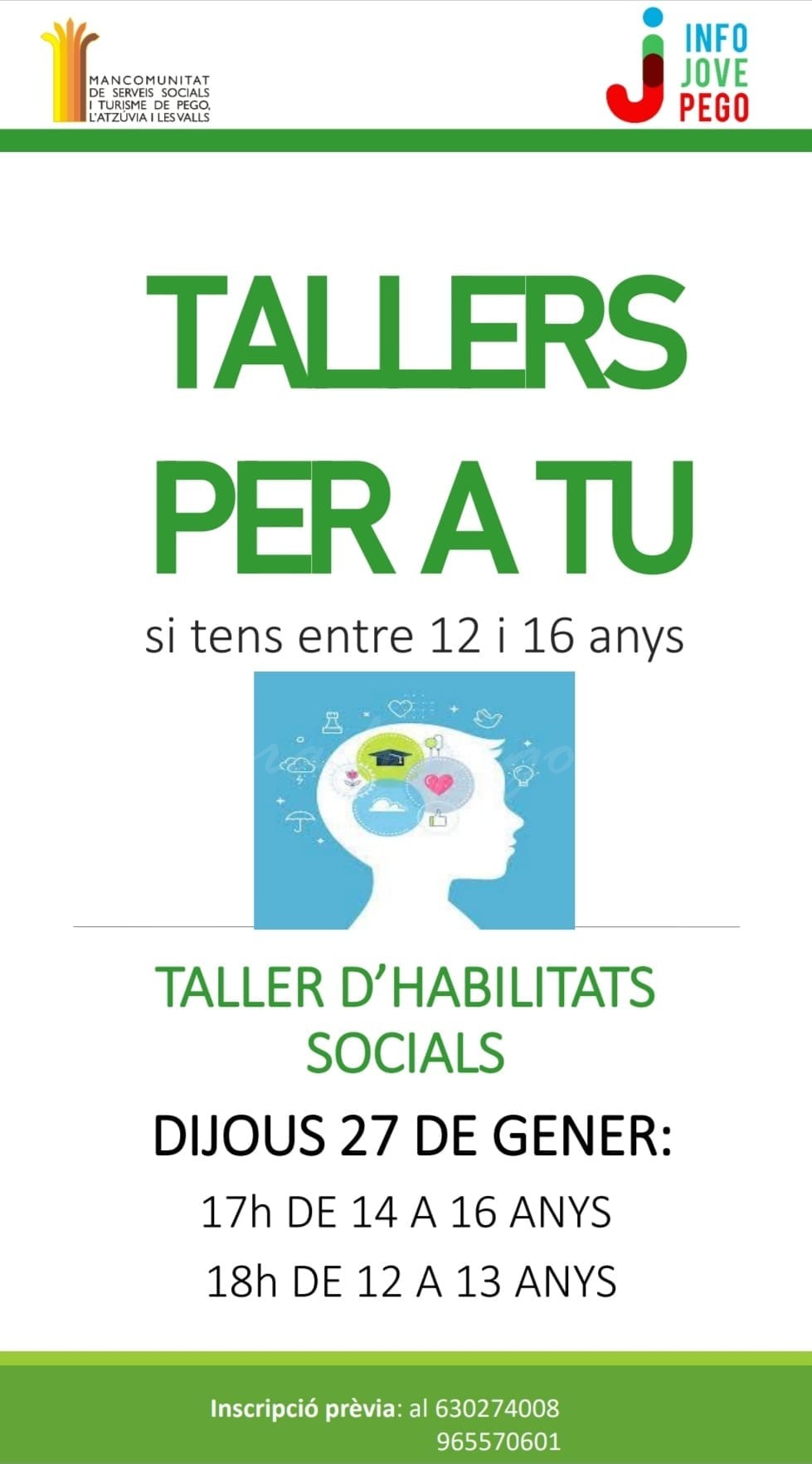 Tallers d’habilitats socials i autoestima per a persones de 12 a 16 anys