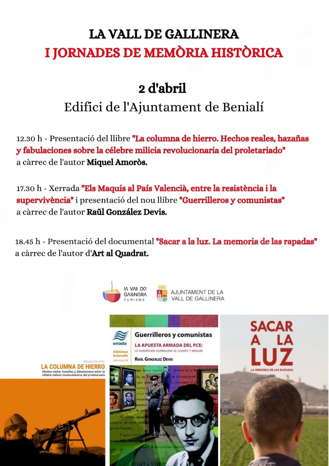 La Vall de Gallinera celebra la I Jornada de Memòria Històrica aquest cap de setmana