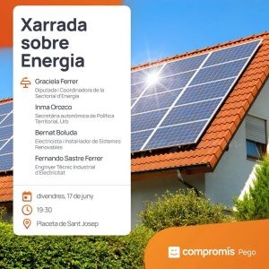 Compromís Pego ofereix demà una xarrada sobre energies renovables