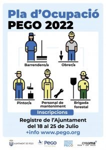 Fins al 25 de juliol està obert el termini per a inscriure’s en el segon Pla d’Ocupació de Pego