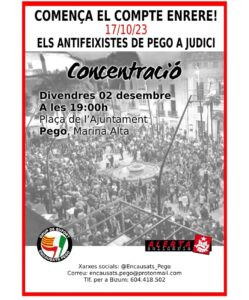 Divendres concentració a Pego en suport als 14 joves antifeixistes encausats