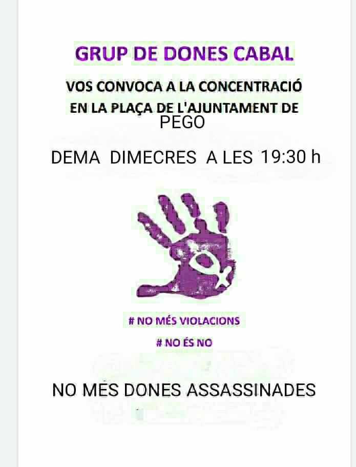 Concentració contra la violència masclista demà a Pego