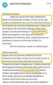 Compromís acusa al govern municipal de mentir sobre la licitació del Pego Golf