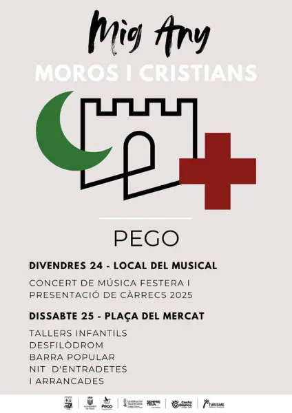 Els Moros i Cristians de Pego presenten el Capità i l’Ambaixador 2025 en el Mig Any