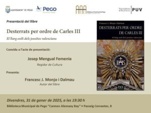 Es presenta a Pego ‘Desterrats per ordre de Carles III. El llarg exili dels jesuïtes valencians’, de Francesc Joan Monjo