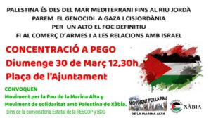 Arriba a Pego la concentració mensual per Palestina de la Marina Alta