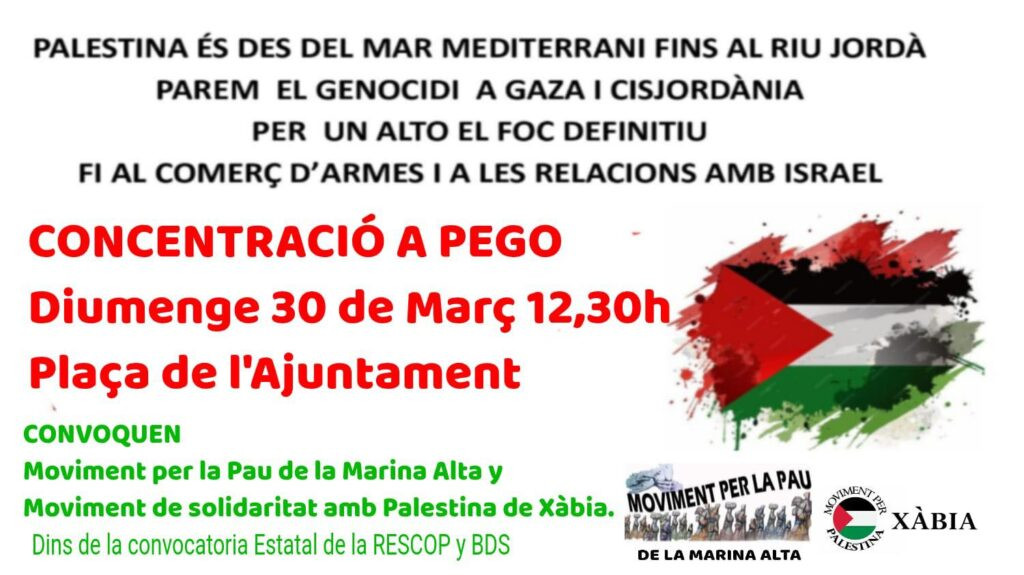 Arriba a Pego la concentració mensual per Palestina de la Marina Alta