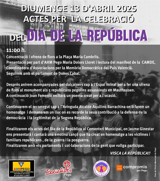 L’Associació de Memòria Històrica de Pego demana un espai públic on recordar Aquilino Barrachina per «la seua contribució a la defensa de la democràcia i la legitimitat de la II República» L’Associació de Memòria Històrica de Pego demana un espai públic on recordar Aquilino Barrachina per «la seua contribució a la defensa de la democràcia i la legitimitat de la II República»