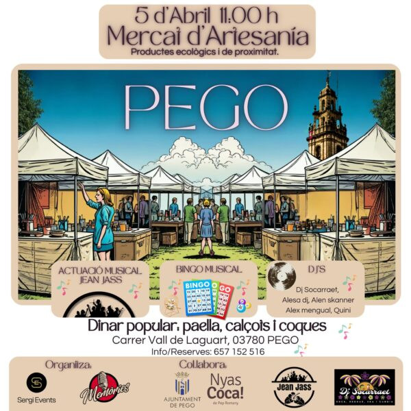 Pego acull dissabte un mercat d’artesania