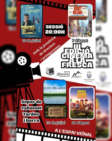 S’inicia hui la tercera edició de ‘Cinema a la Fresca’ impulsada per Atzaïla i Pego Viu