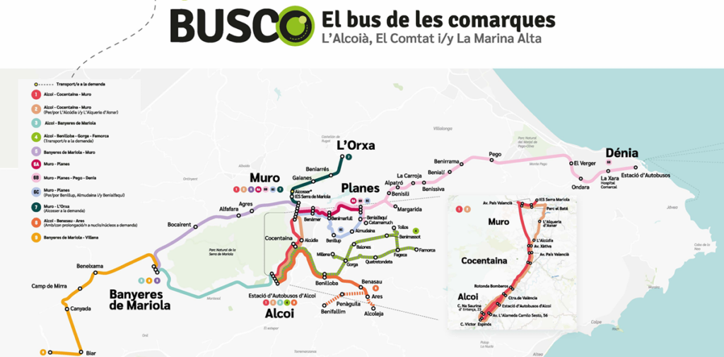 Una nova línia d’autobús connectarà Muro amb Dénia passant per Pego